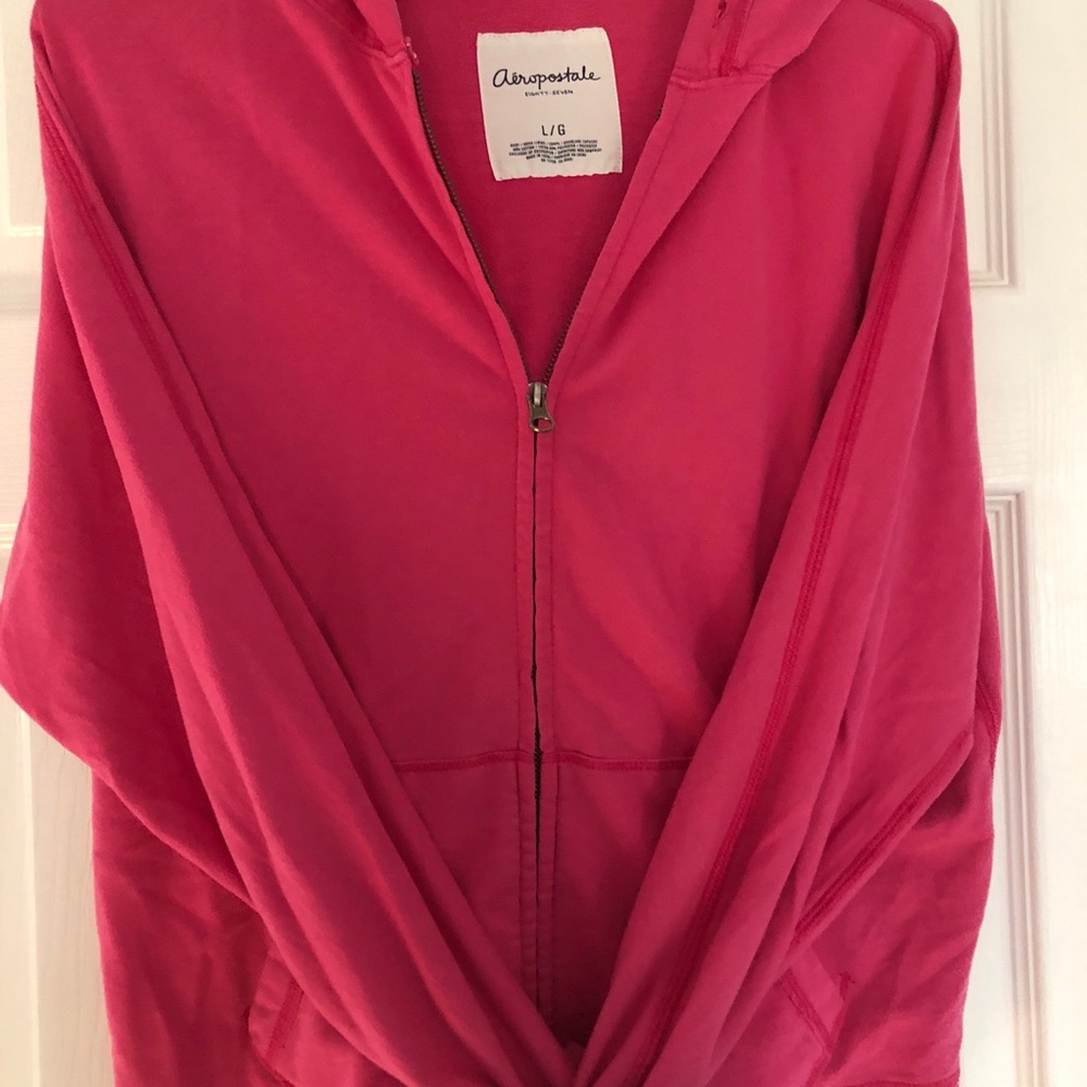 Aeropostale Zipper Hoodie Pink Size Large